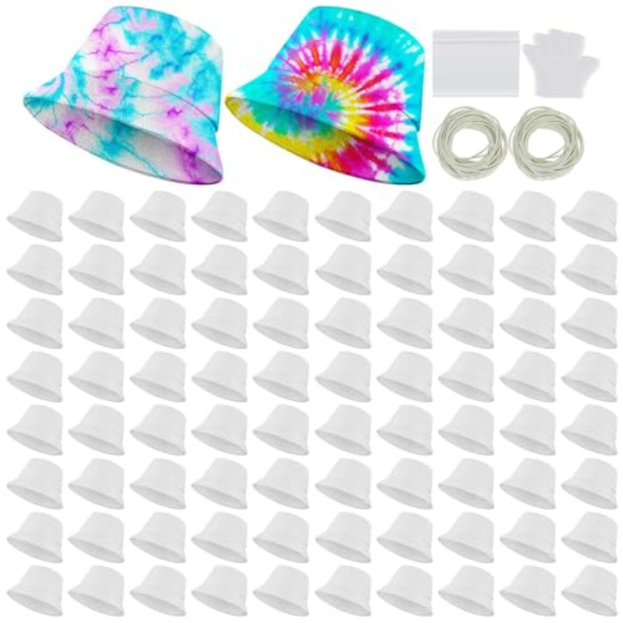Bucket Hat Cotton - 白い綿のバケットハット、タイダイ用の無地のサンハット、DIY昇華プリントアクセサリー、タイダイパーティー用