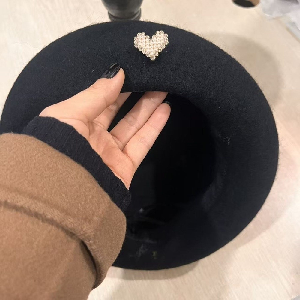 ファッショナブルな暖かい冬用ウールベレー帽、ハート型無地フレ - Beret French Wool のレビューと価格