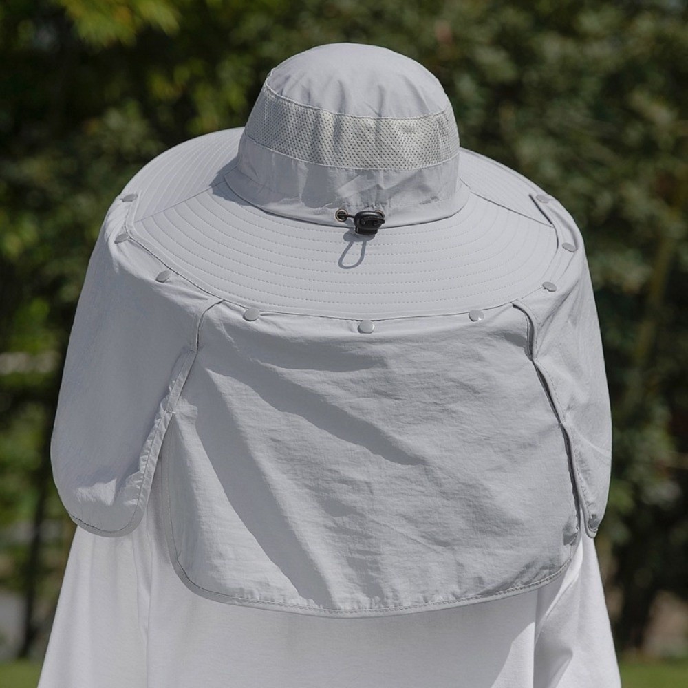 シンプルな布製男性用サンハット、ネックプロテクション付き、取 - Bucket Hat Cotton のレビューと価格