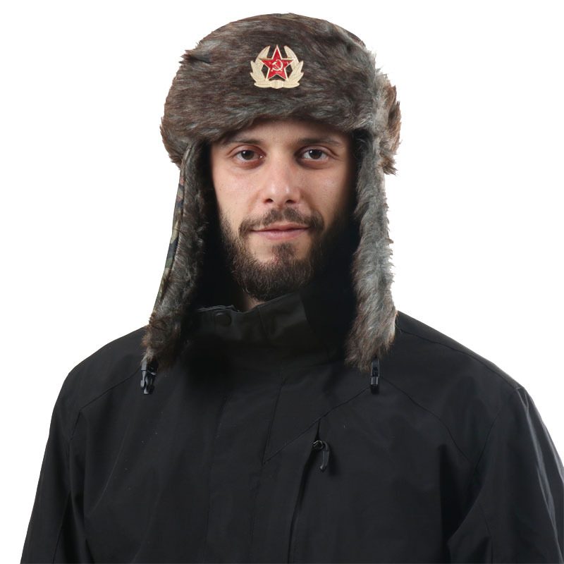 男女兼用迷彩リーフ柄トラッパーハット、バッジ付き、防風性のあ - Trapper Hat Ear Flap のレビューと価格