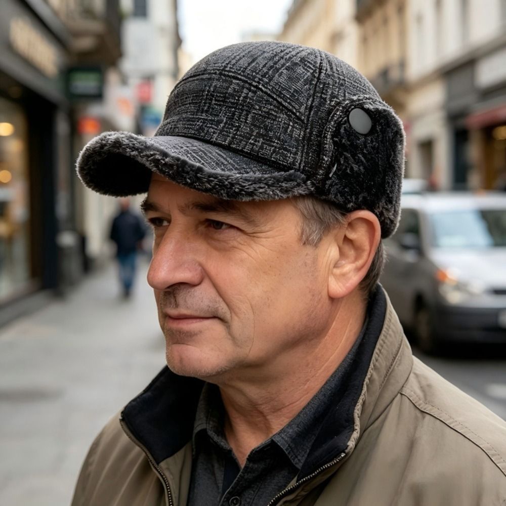 フリース裏地付きイヤーフラップフラットキャップ 防風 53- - Trapper Hat Ear Flap のレビューと価格