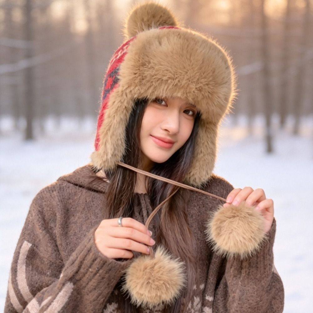 スタイリッシュなポリエステル製ニットトラッパーハット ポンポ - Trapper Hat Ear Flap のレビューと価格