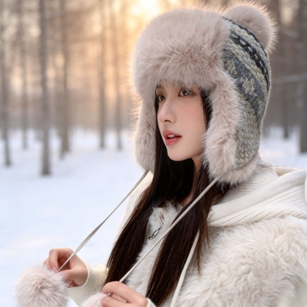 スタイリッシュなポリエステル製ニットトラッパーハット ポンポ - Trapper Hat Ear Flap のレビューと価格