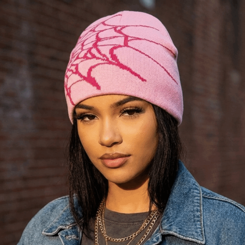 ヒップホップ ソフトスパイダーウェブ柄ビーニーキャップ 暖か - Beanie Cuffed Knit のレビューと価格