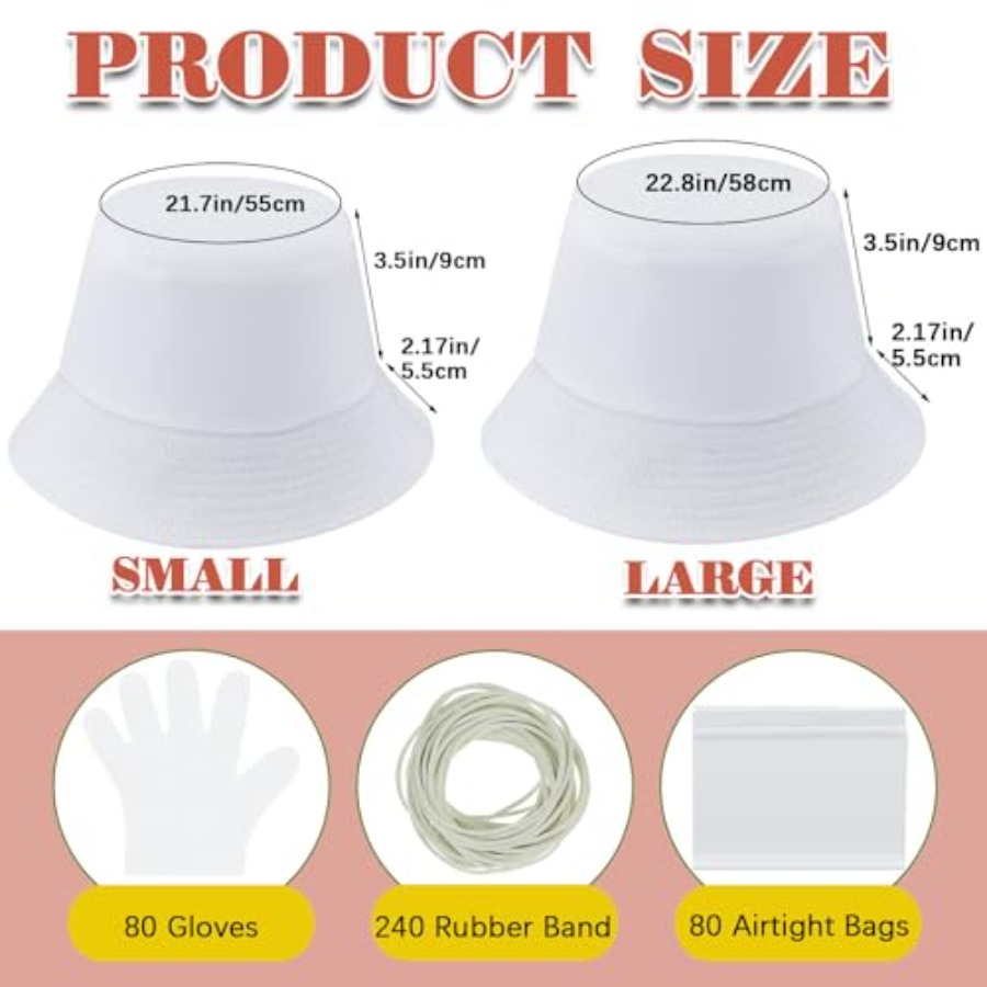 白い綿のバケットハット、タイダイ用の無地のサンハット、DIY - Bucket Hat Cotton のレビューと価格